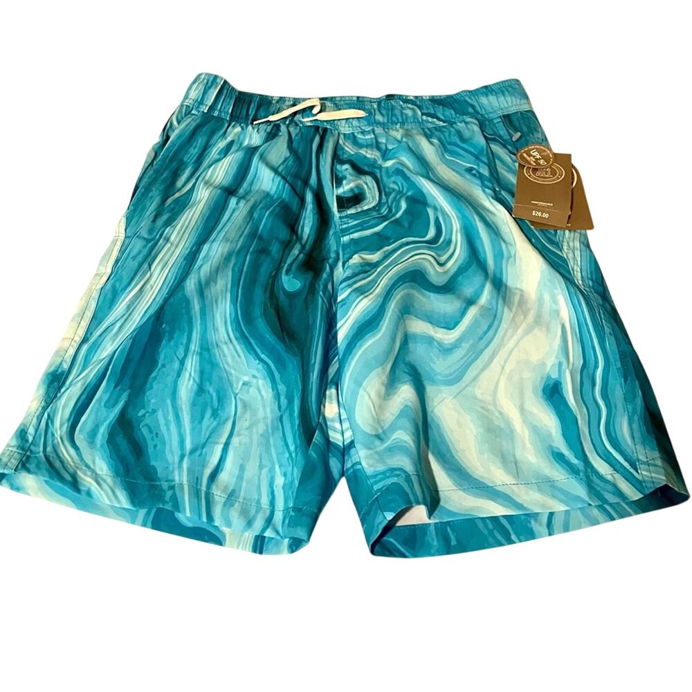 B4 ALL Blue Teal Wave Marble Boy’s Board Short Swimming Trunks Size 14